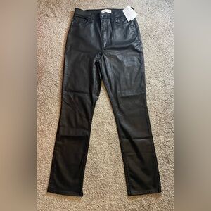 Abercrombie & Fitch-NWT 90s Slim Straight Black Faux Leather Pants. Size 30/10R